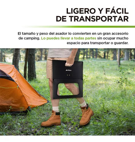 Asador de Carbón Plegable Acero Refinado Ultraresistente