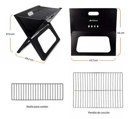 Asador de Carbón Plegable Acero Refinado Ultraresistente