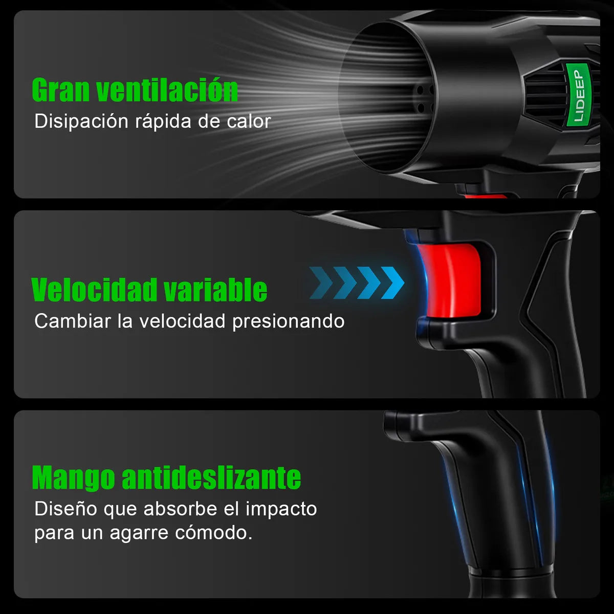 Jet Air: Soplador Inalámbrico Ultra Potente para Limpieza y Orden | 1200W 4500RPM 2 baterías 21V Estuche