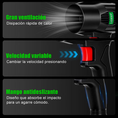 Jet Air: Soplador Inalámbrico Ultra Potente para Limpieza y Orden | 1200W 4500RPM 2 baterías 21V Estuche