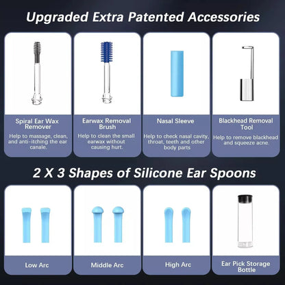 Limpiador de Oídos Inteligente con Cámara HD 1080P | Extractor de Puntos Negros | WiFi