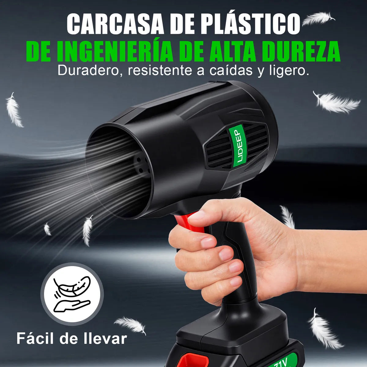 Jet Air: Soplador Inalámbrico Ultra Potente para Limpieza y Orden | 1200W 4500RPM 2 baterías 21V Estuche