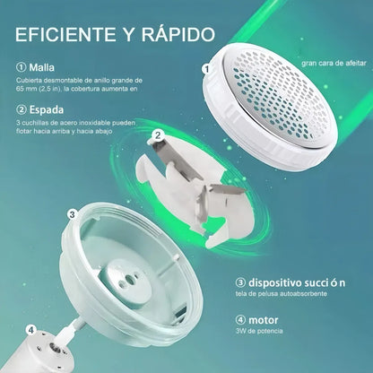 Removedor de Pelusa Eléctrico 5W | Conexión Directa a Corriente | 3 Cuchillas de Acero