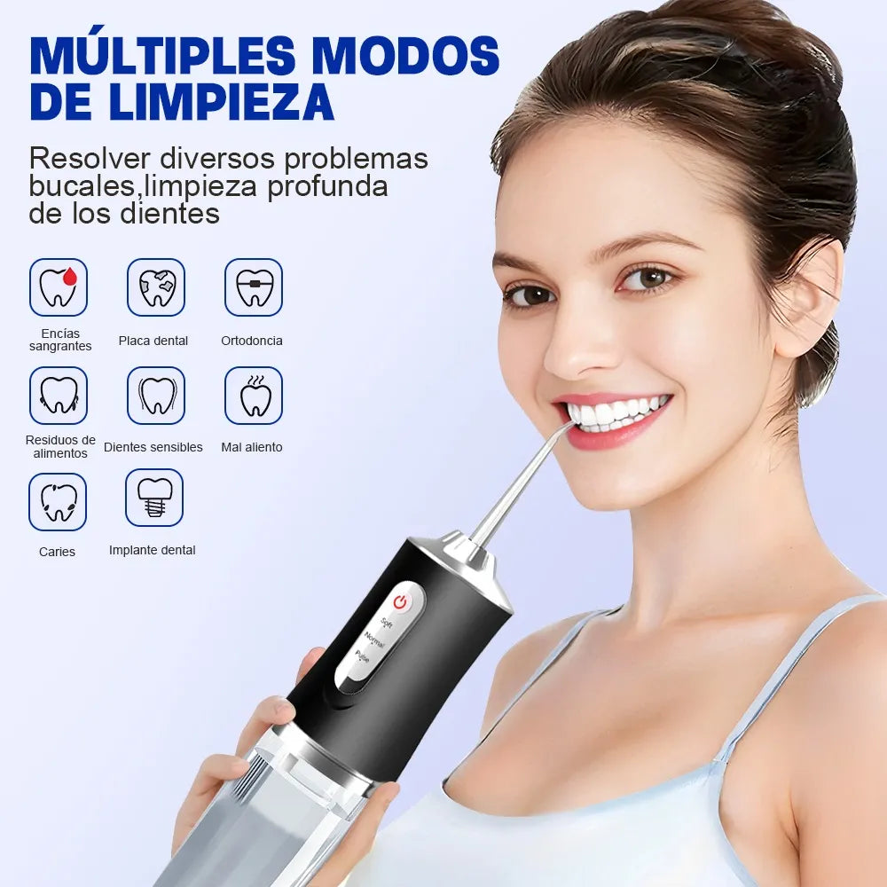 Irrigador Dental Inalámbrico | 8 Boquillas y 3 Modos | Batería de 40 Días