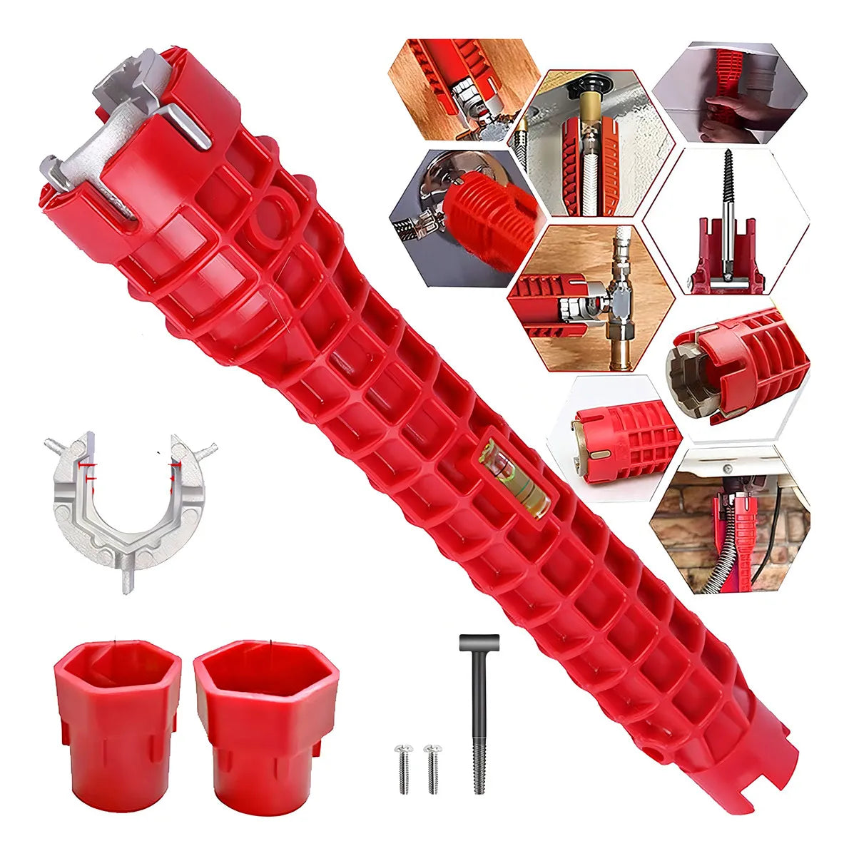 Llave Multifuncional para Fregadero y Tuberías | Diseño Extralargo | Nivel de Burbuja