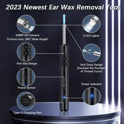 Limpiador de Oídos Inteligente con Cámara HD 1080P | Extractor de Puntos Negros | WiFi
