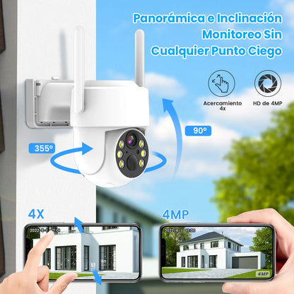 Camara Inalámbrica Solar de Seguridad 2k WIFI 360° | Visión Nocturna Compatible con Alexa