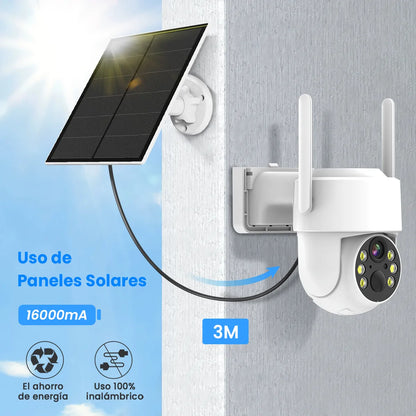 Camara Inalámbrica Solar de Seguridad 2k WIFI 360° | Visión Nocturna Compatible con Alexa