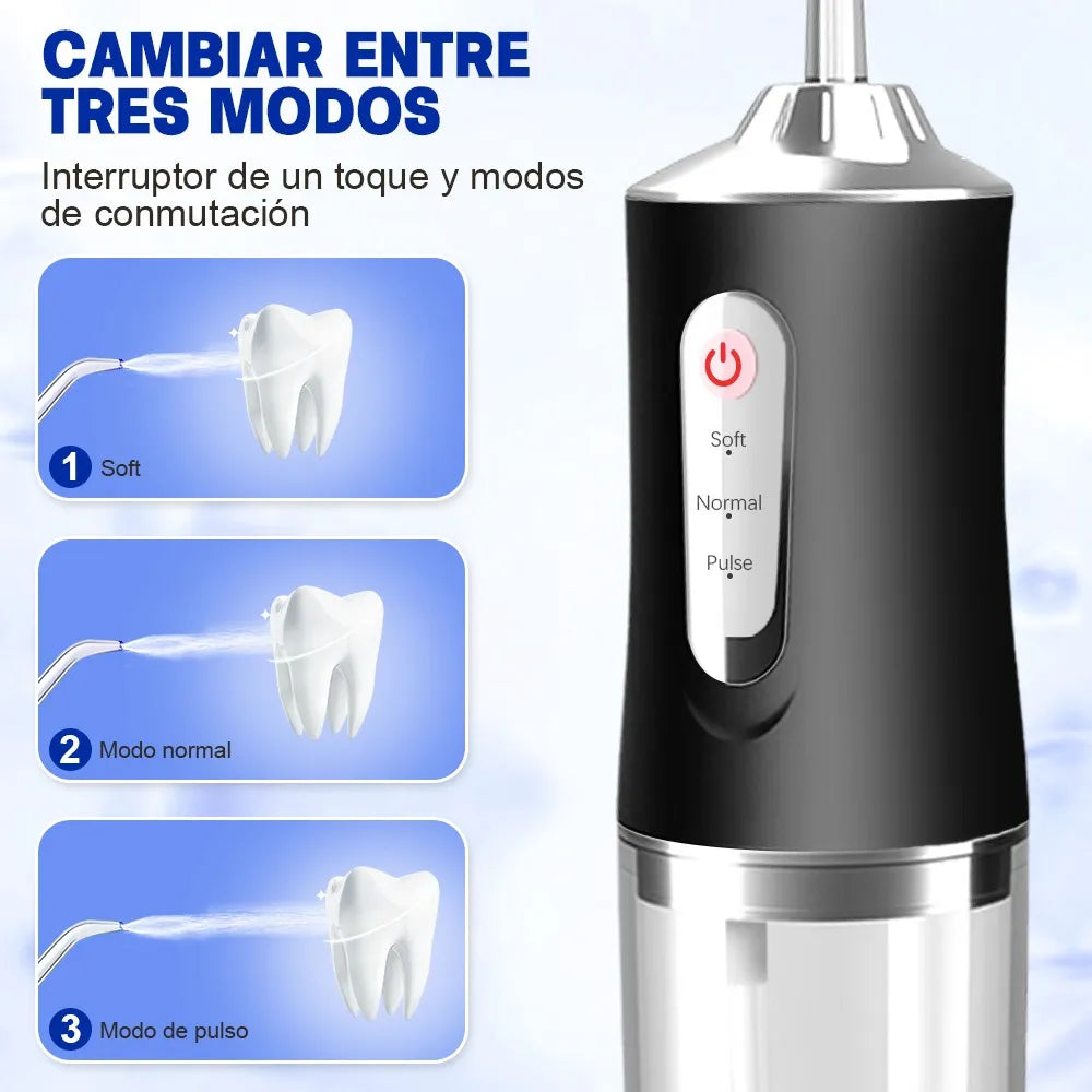 Irrigador Dental Inalámbrico | 8 Boquillas y 3 Modos | Batería de 40 Días