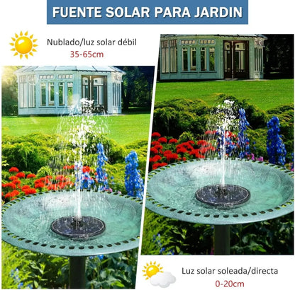 Fuente de Agua Solar 16cm | 6 Boquillas Intercambiables | Cero Consumo Eléctrico