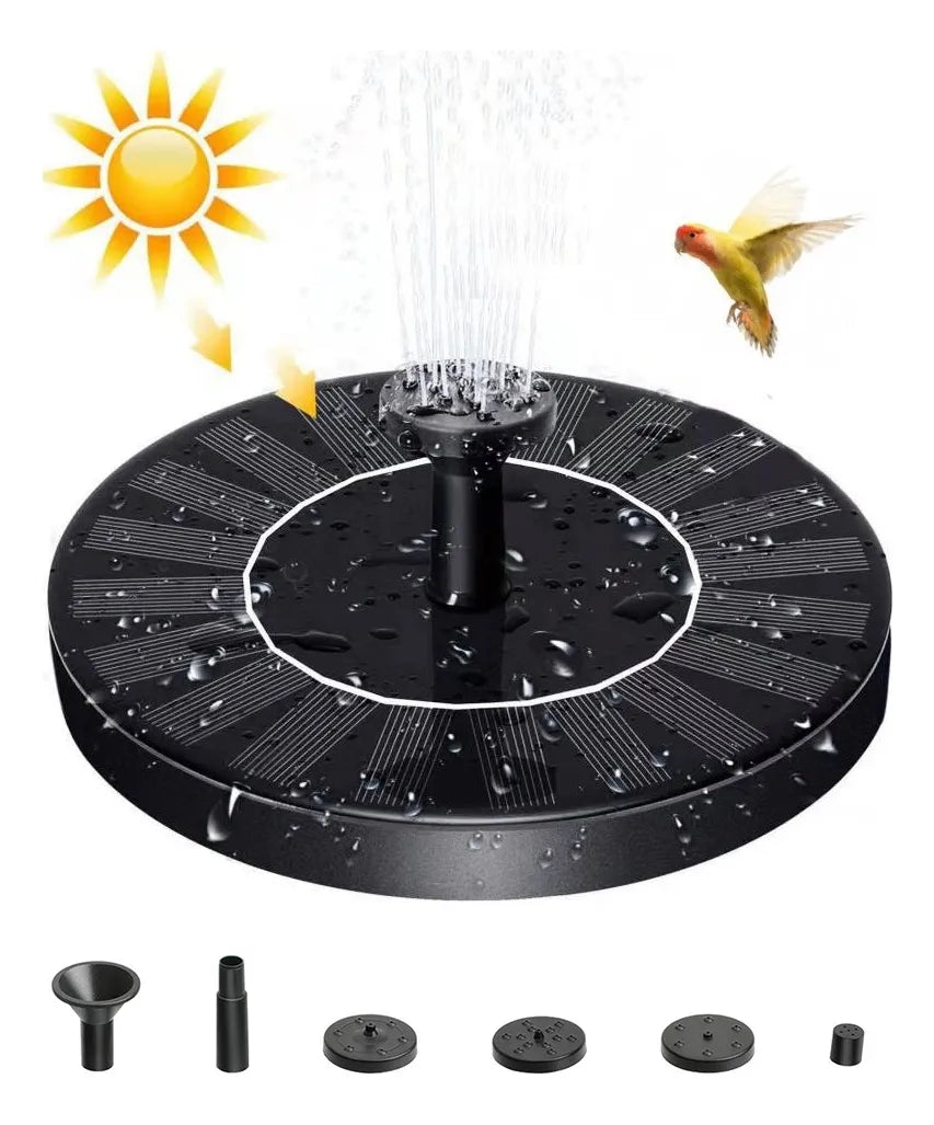 Fuente de Agua Solar 16cm | 6 Boquillas Intercambiables | Cero Consumo Eléctrico