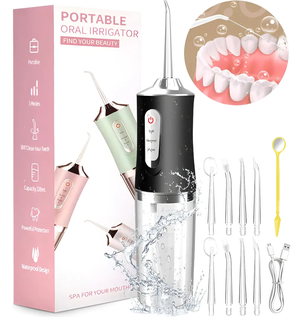 Irrigador Dental Inalámbrico | 8 Boquillas y 3 Modos | Batería de 40 Días